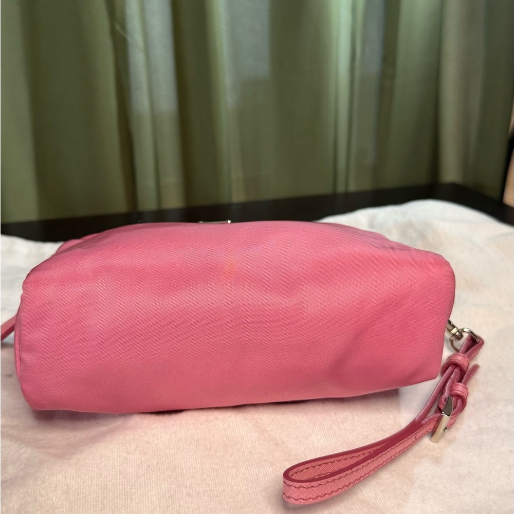 Prada Pink Nylon Wristlet Pouch with Triangle Logo Saffiano trim - Picture 2 of 12